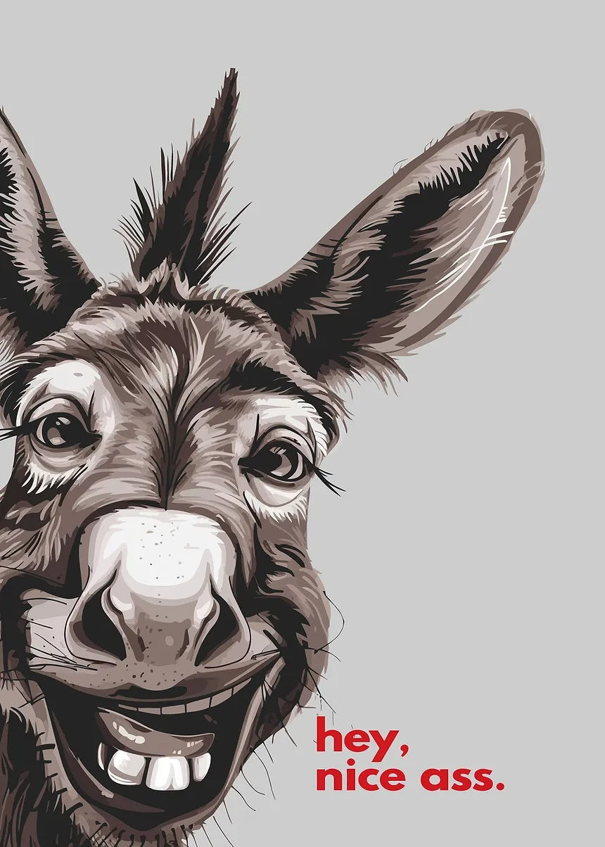Funny Donkey with Text metal poster artwork